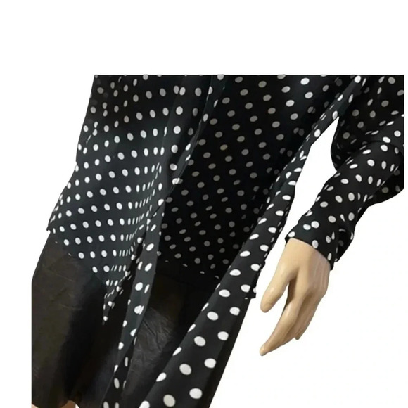ADRIANNA PAPELL wrap sheer chiffon polka dot B&W blazer,cover jacket,blouse.EC - Picture 5 of 16